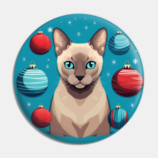 Tonkinese Cat Xmas Ornament, Love Cats Pin