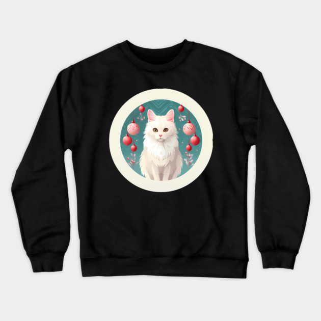 Turkish Angora Cat Xmas Ornament, Love Cats by Crewneck Sweatshirt by logiamerch