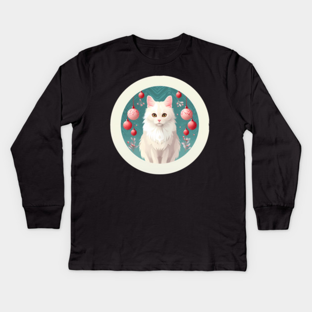 Turkish Angora Cat Xmas Ornament, Love Cats by Kids Long Sleeve T-Shirt by logiamerch