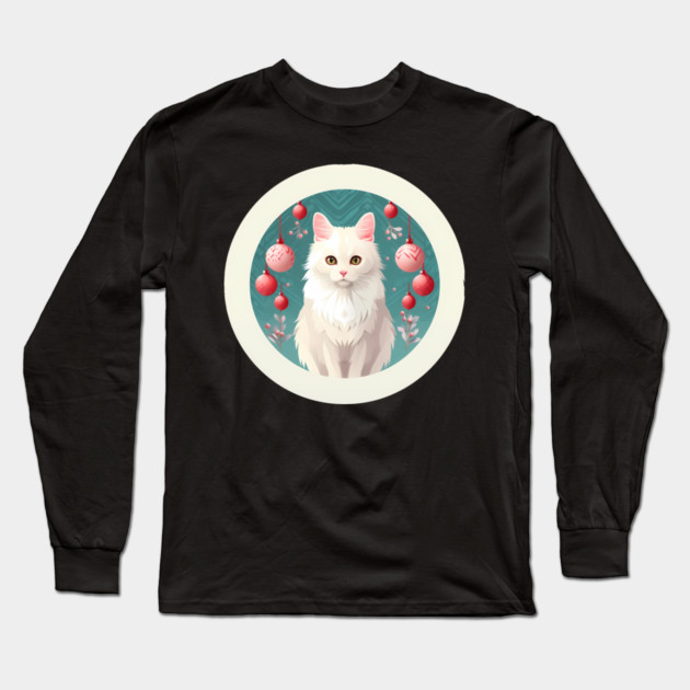 Turkish Angora Cat Xmas Ornament, Love Cats by Long Sleeve T-Shirt by logiamerch