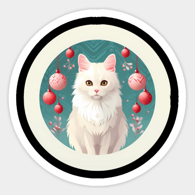 Turkish Angora Cat Xmas Ornament, Love Cats by Sticker by logiamerch