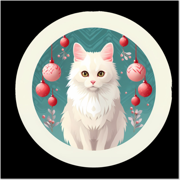 Turkish Angora Cat Xmas Ornament, Love Cats by Wall Art by logiamerch