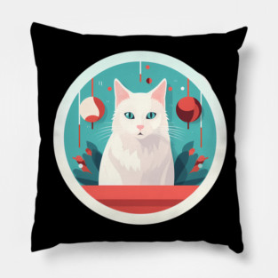 Turkish Angora Cat Xmas Ornament, Love Cats Pillow