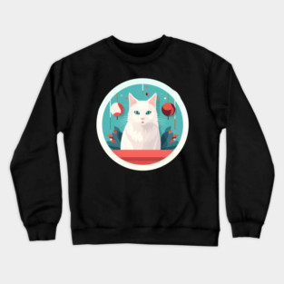 Turkish Angora Cat Xmas Ornament, Love Cats Crewneck Sweatshirt