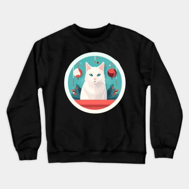 Turkish Angora Cat Xmas Ornament, Love Cats Crewneck Sweatshirt by logiamerch