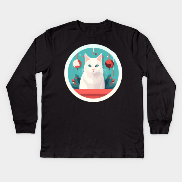 Turkish Angora Cat Xmas Ornament, Love Cats Kids Long Sleeve T-Shirt by logiamerch
