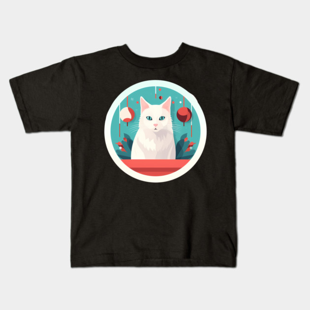 Turkish Angora Cat Xmas Ornament, Love Cats Kids T-Shirt by logiamerch