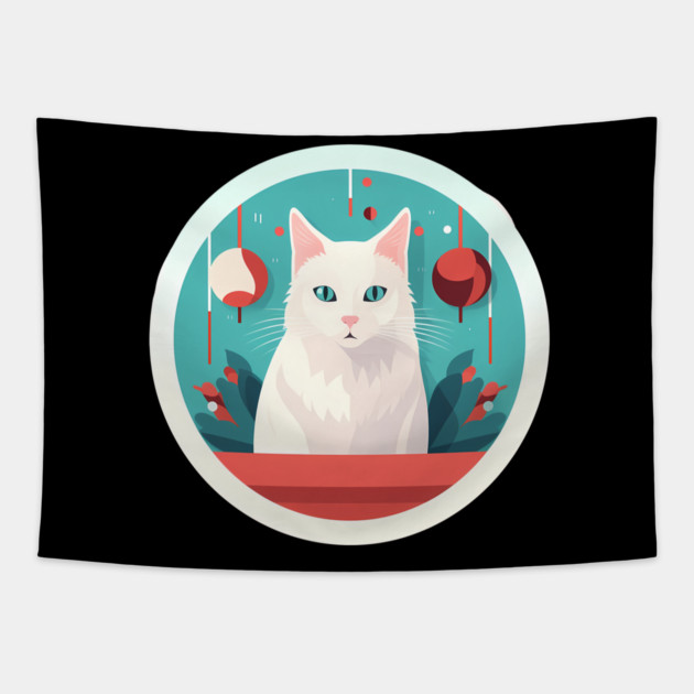 Turkish Angora Cat Xmas Ornament, Love Cats Tapestry by logiamerch