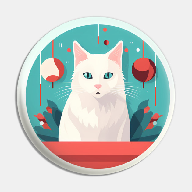 Turkish Angora Cat Xmas Ornament, Love Cats Pin by logiamerch