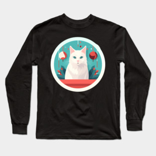 Turkish Angora Cat Xmas Ornament, Love Cats Long Sleeve T-Shirt