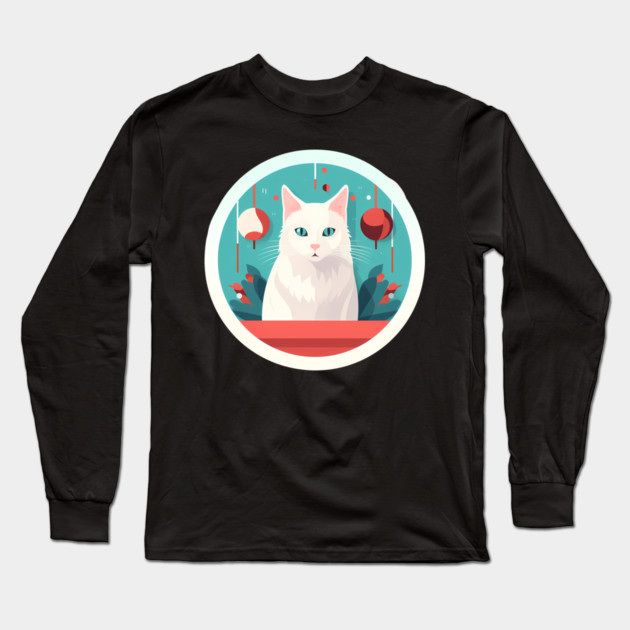 Turkish Angora Cat Xmas Ornament, Love Cats Long Sleeve T-Shirt by logiamerch