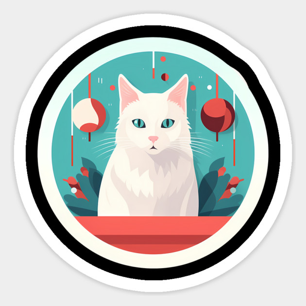 Turkish Angora Cat Xmas Ornament, Love Cats Sticker by logiamerch