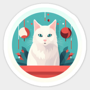 Turkish Angora Cat Xmas Ornament, Love Cats Magnet