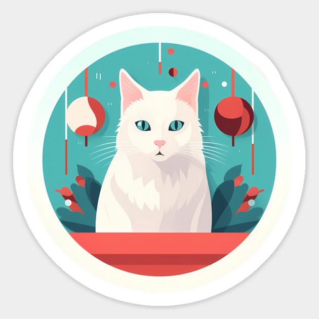 Turkish Angora Cat Xmas Ornament, Love Cats Magnet by logiamerch