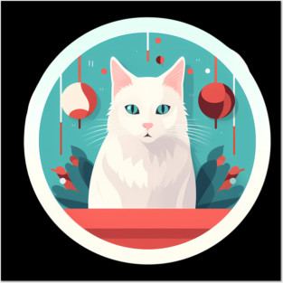 Turkish Angora Cat Xmas Ornament, Love Cats Posters and Art