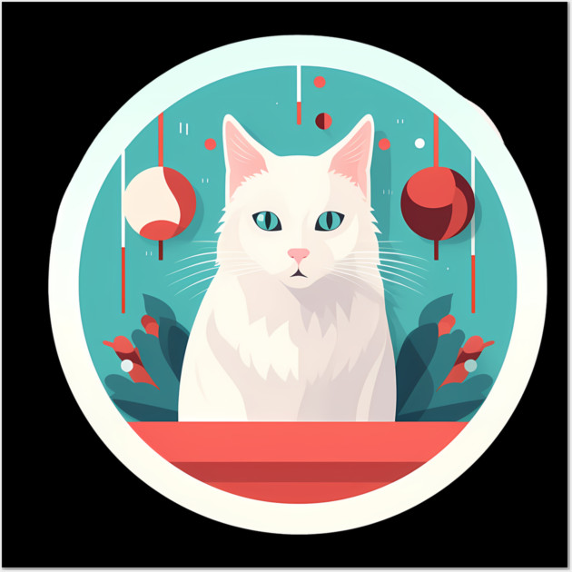 Turkish Angora Cat Xmas Ornament, Love Cats Wall Art by logiamerch