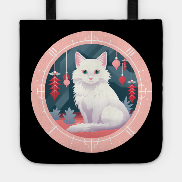 Turkish Angora Cat Xmas Ornament, Love Cats Tote by logiamerch