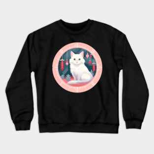 Turkish Angora Cat Xmas Ornament, Love Cats Crewneck Sweatshirt