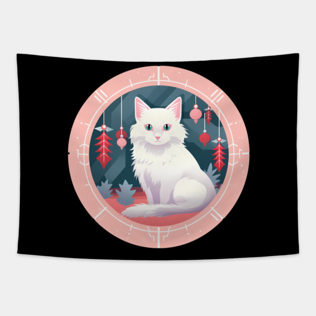 Turkish Angora Cat Xmas Ornament, Love Cats Tapestry by logiamerch