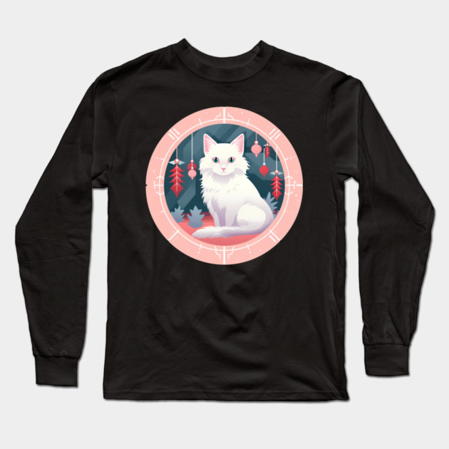 Turkish Angora Cat Xmas Ornament, Love Cats Long Sleeve T-Shirt by logiamerch