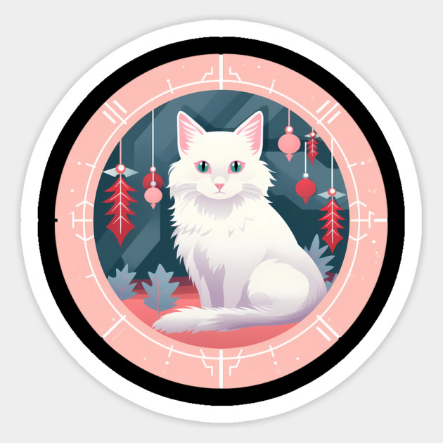 Turkish Angora Cat Xmas Ornament, Love Cats Sticker by logiamerch