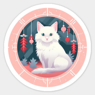 Turkish Angora Cat Xmas Ornament, Love Cats Magnet