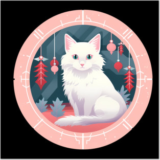 Turkish Angora Cat Xmas Ornament, Love Cats Posters and Art