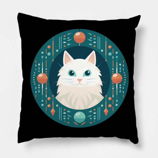 Turkish Angora Cat Xmas Ornament, Love Cats Pillow by logiamerch