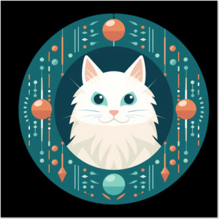 Turkish Angora Cat Xmas Ornament, Love Cats Posters and Art