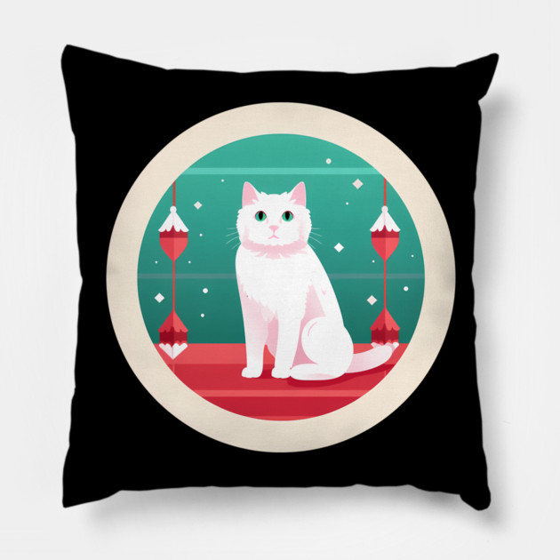Turkish Van Cat Xmas Ornament, Love Cats Pillow by logiamerch