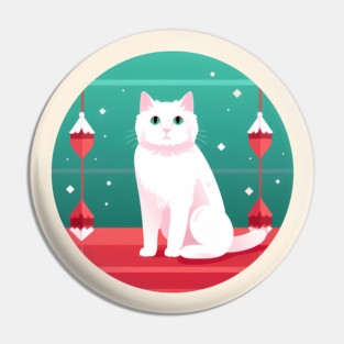 Turkish Van Cat Xmas Ornament, Love Cats Pin