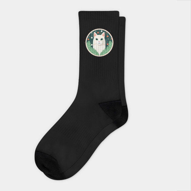 Turkish Van Cat Xmas Ornament, Love Cats Socks by logiamerch