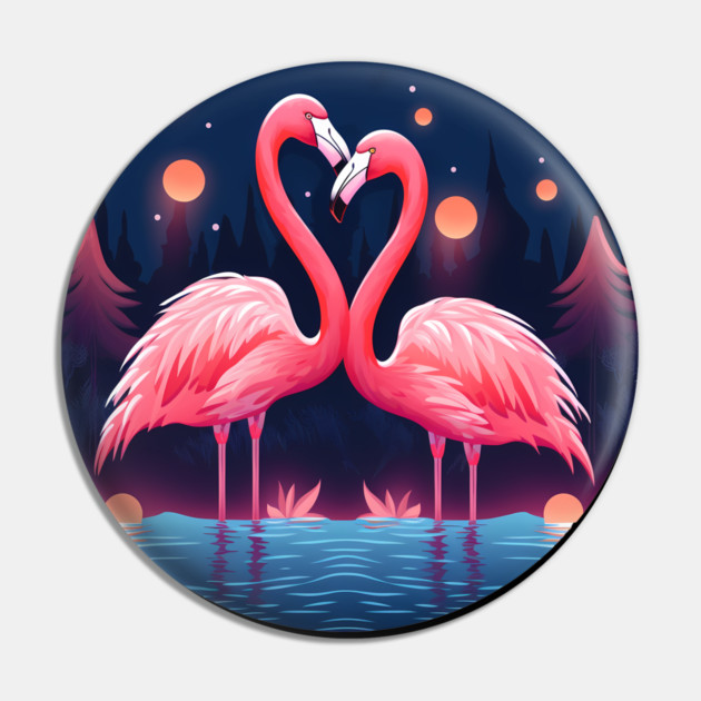 Flamingo Flock Sunset, Love Flamingos Pin by logiamerch