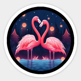 Flamingo Flock Sunset, Love Flamingos Sticker