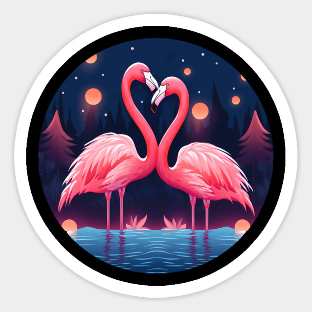 Flamingo Flock Sunset, Love Flamingos Sticker by logiamerch