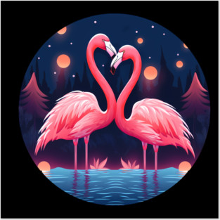 Flamingo Flock Sunset, Love Flamingos Posters and Art