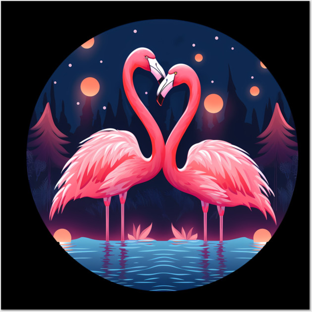 Flamingo Flock Sunset, Love Flamingos Wall Art by logiamerch
