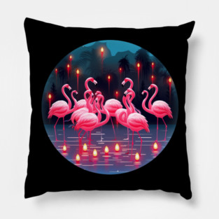 Flamingo Flock Sunset, Love Flamingos Pillow