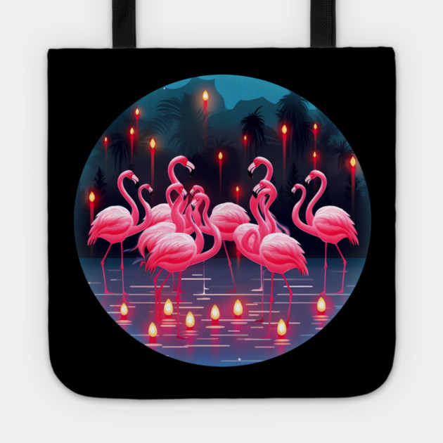 Flamingo Flock Sunset, Love Flamingos Tote by logiamerch