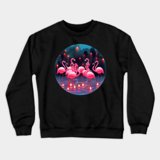 Flamingo Flock Sunset, Love Flamingos Crewneck Sweatshirt