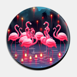 Flamingo Flock Sunset, Love Flamingos Pin