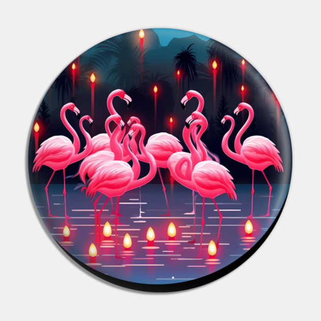 Flamingo Flock Sunset, Love Flamingos Pin by logiamerch