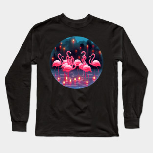 Flamingo Flock Sunset, Love Flamingos Long Sleeve T-Shirt