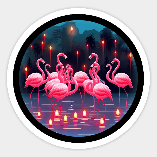 Flamingo Flock Sunset, Love Flamingos Sticker by logiamerch
