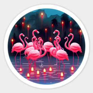 Flamingo Flock Sunset, Love Flamingos Magnet