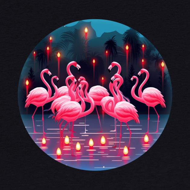 Flamingo Flock Sunset, Love Flamingos by logiamerch