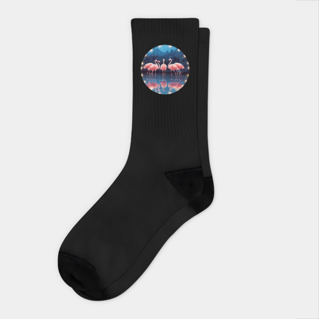 Flamingo Flock Sunset, Love Flamingos Socks by logiamerch
