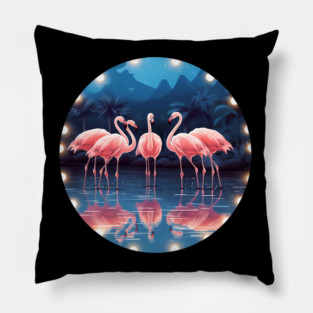 Flamingo Flock Sunset, Love Flamingos Pillow
