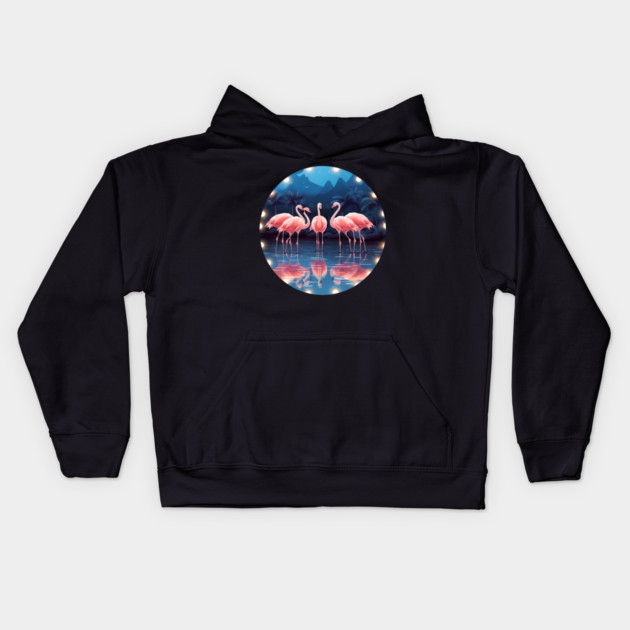 Flamingo Flock Sunset, Love Flamingos Kids Hoodie by logiamerch