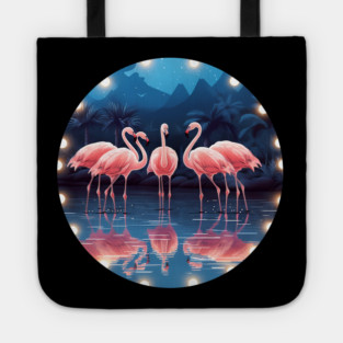 Flamingo Flock Sunset, Love Flamingos Tote
